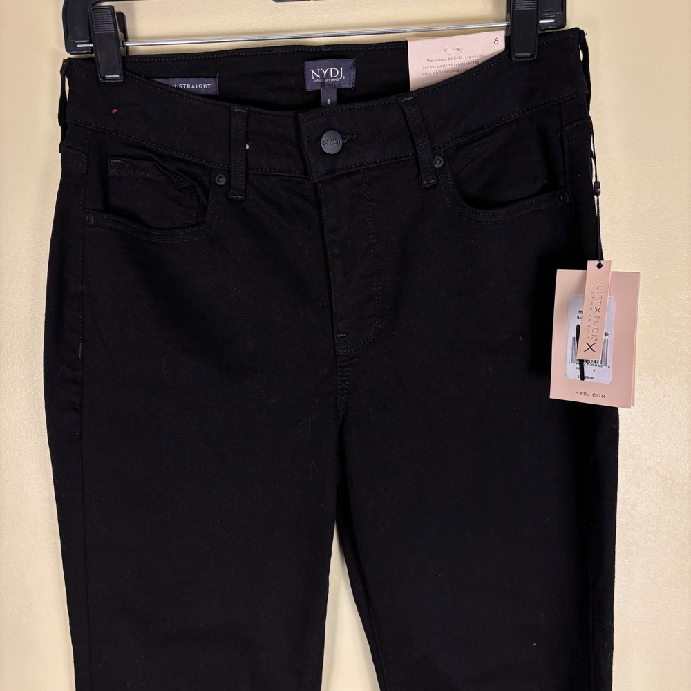 NWT NYDJ Marilyn Straight Leg Jeans Black Women Size 6 Casual Office High Rise - Picture 7 of 16